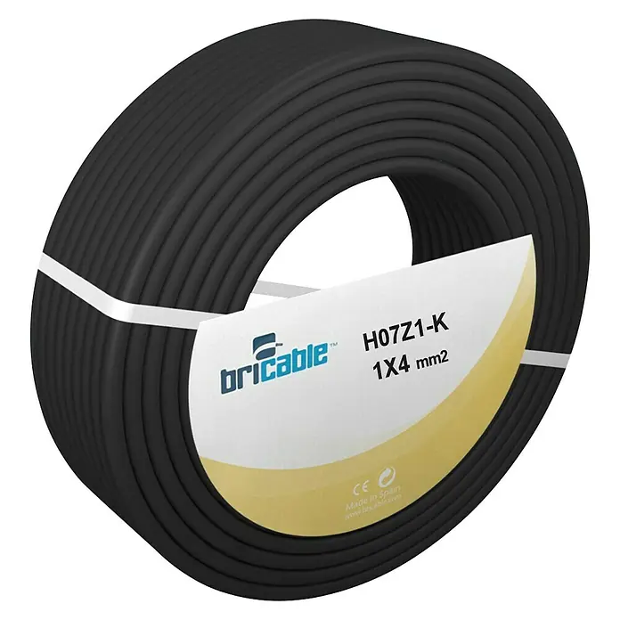 Bricable Cable unipolar Fase - H07Z1-K1x4, 50 mm, Negro - Vista angular