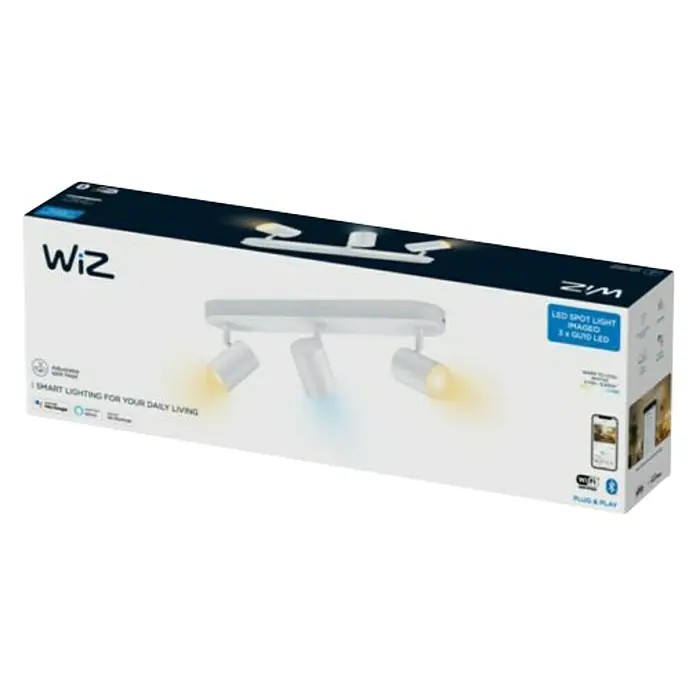 WiZ Imageo Regleta LED inteligente x3 - 15 W, L x An x Al: 12,3 x 44 x 10,5 cm, Blanco, Blanco frío - Vista angular