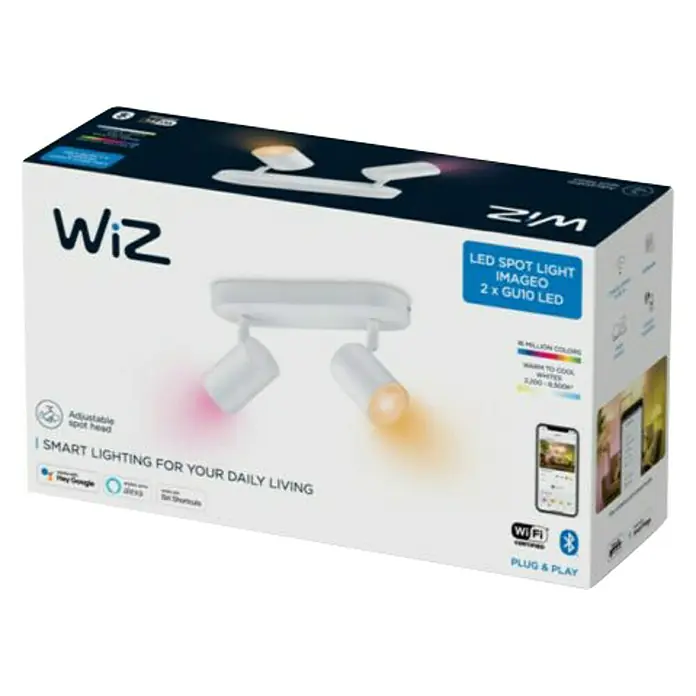 WiZ Imageo Regleta LED inteligente x2 - 10 W, L x An x Al: 12,3 x 25 x 10,5 cm, Color del marco: Blanco, RGBW - Vista angular