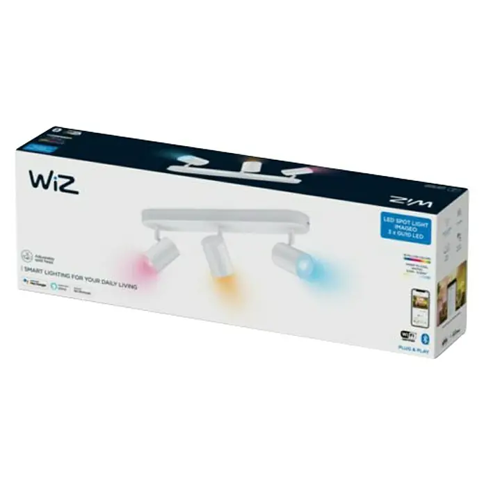 WiZ Imageo Regleta LED inteligente x3 - 15 W, L x An x Al: 12,3 x 44 x 10,5 cm, Blanco, RGBW - Vista angular