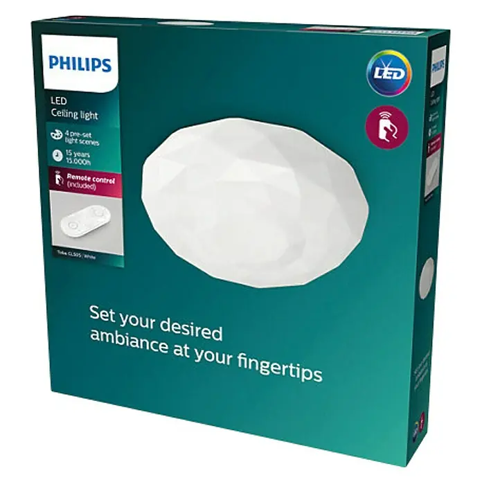 Philips Plafón LED redondo All-In-One - 23 W, Ø x Al: 36,8 x 8,5 cm, Blanco, Blanco frío - Vista angular
