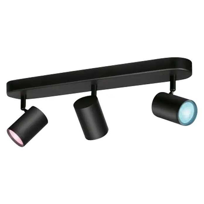 WiZ Imageo Regleta LED inteligente x3 - 15 W, L x An x Al: 12,3 x 44 x 10,5 cm, Negro, RGBW - Vista angular