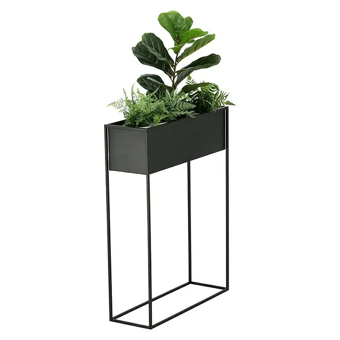 Übertopf eckig - L x B x H: 60 x 20 x 80 cm, Metall, Schwarz - Anwendungsbeispiel