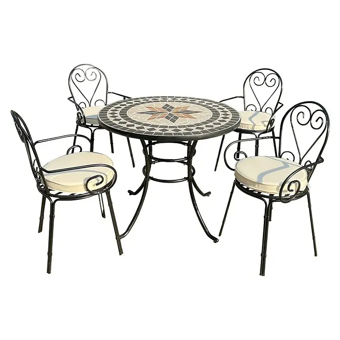Conjunto de muebles de balcón Nina - 5 piezas, Negro - Vista angular
