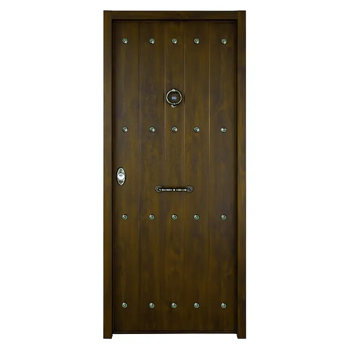 SegureStil Puerta de entrada Acorazada V500CC Serie V Exterior - 90 x 206 cm, Derecha, Nogal - Vista frontal