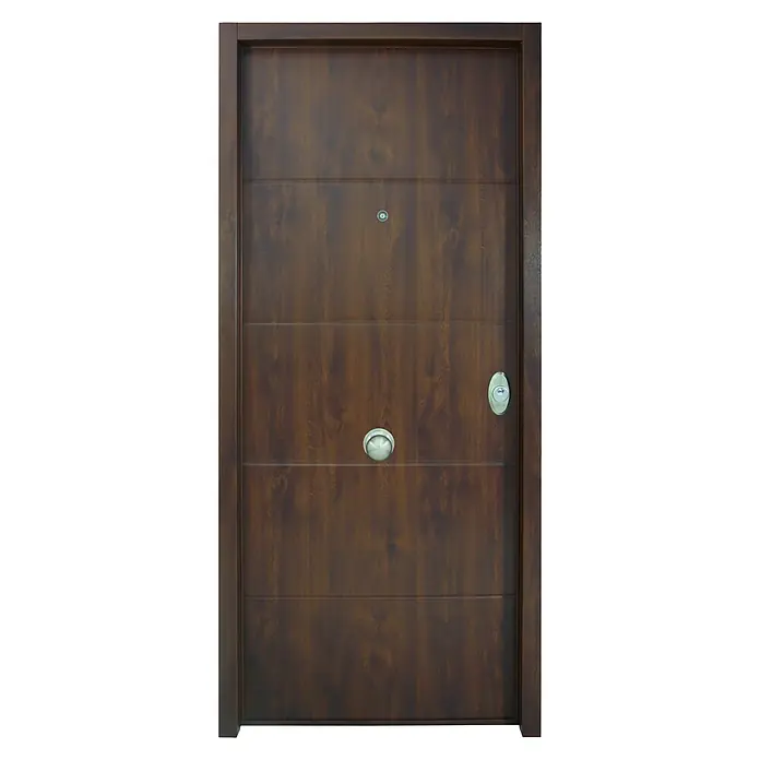 SegureStil Puerta de entrada Acorazada VH500 Serie V Exterior - 90 x 206 cm, Izquierda, Nogal - Vista frontal