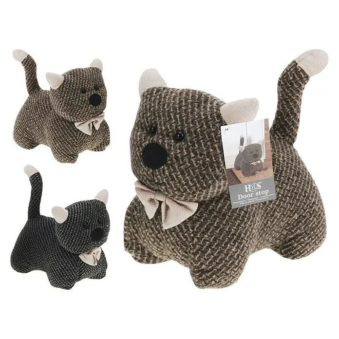 Tope de puerta Gato Samy - 1 ud., Material: Textil, Colores surtidos - Vista angular