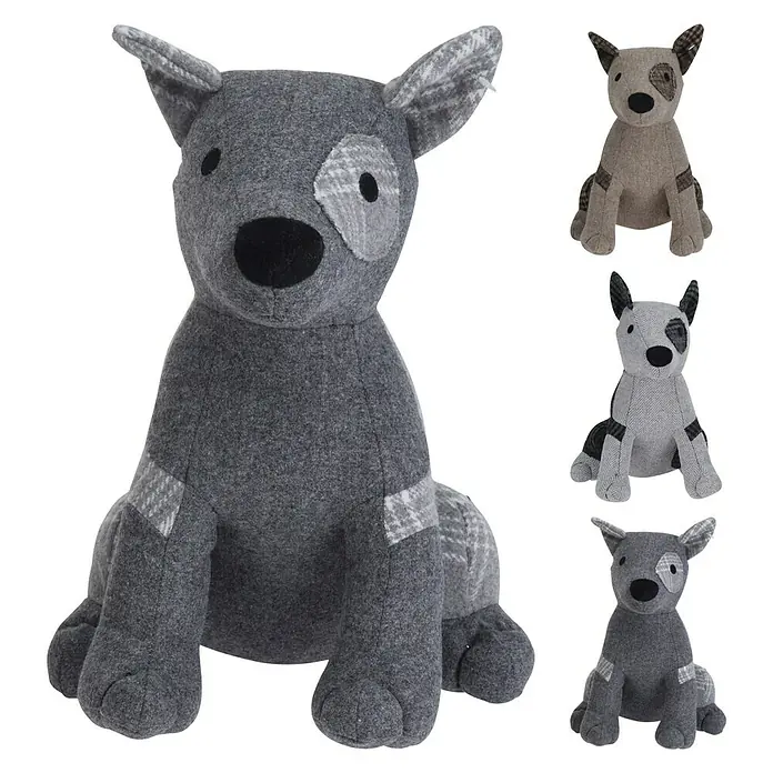 Tope de puerta Perro Parche - 1 ud., Material: Textil, Beige, gris claro o gris oscuro - Vista frontal