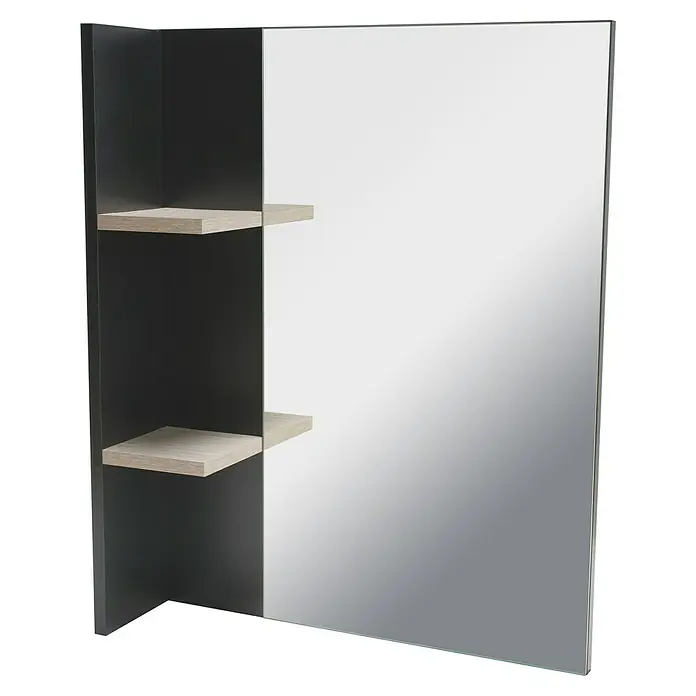 BAUHAUS Jannik Spiegel - 2 Einlegeböden, 58 x 76,5 cm, Anthrazit - Diagonale Ansicht