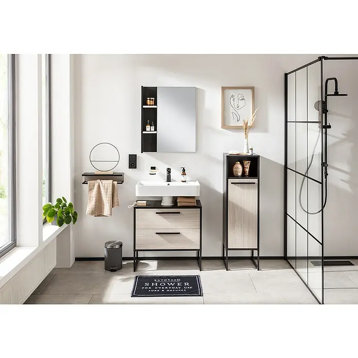 BAUHAUS Jannik Badregal - 40 x 13 x 10,5 cm, Steinesche/Anthrazit - Stimmungsaufnahme