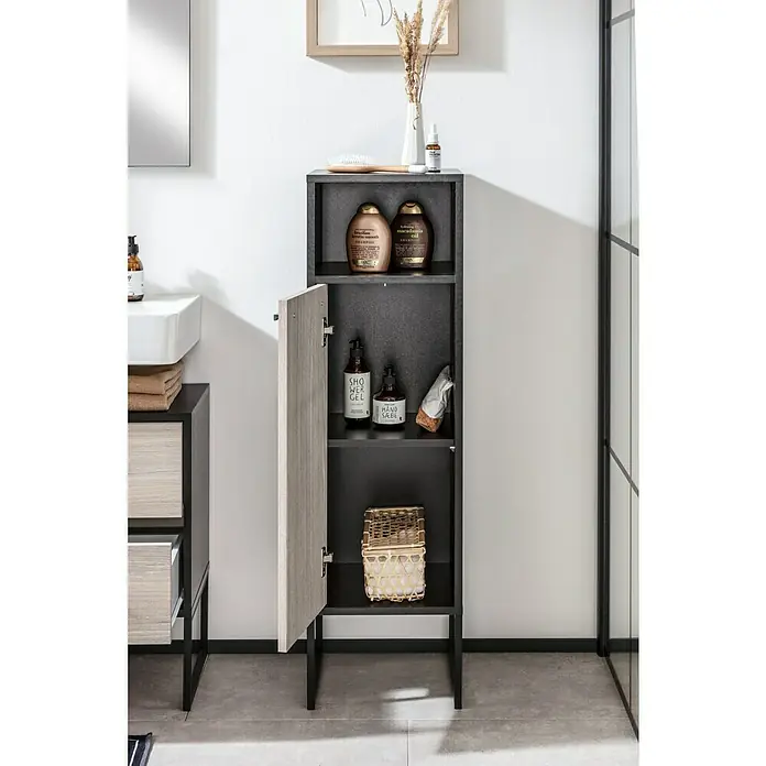 BAUHAUS Jannik Midischrank - 32 x 32 x 114 cm, Anthrazit, Steinesche - Stimmungsaufnahme