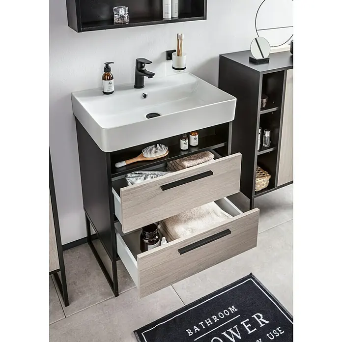 BAUHAUS Jannik Waschtischunterschrank - 58 x 39 x 76,5 cm, Steinesche, Matt - Stimmungsaufnahme