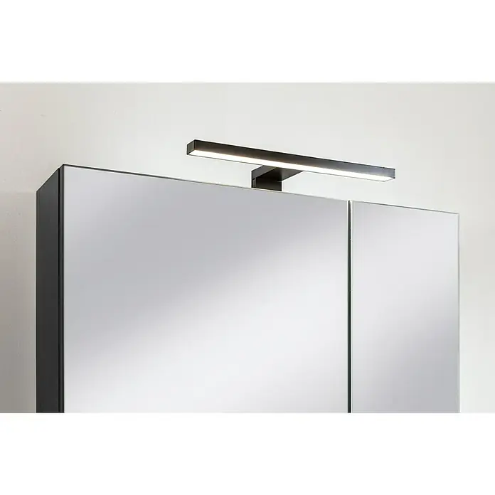BAUHAUS Jannik LED-Spiegelschrank - B x H: 60 x 70 cm, Mit Beleuchtung, Spanplatte, Anthrazit - Detailaufnahme