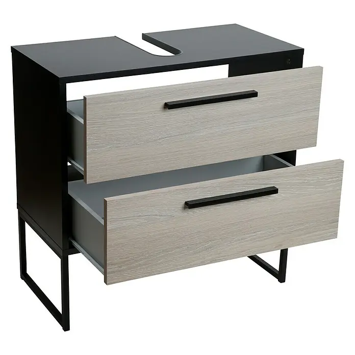 BAUHAUS Jannik Waschtischunterschrank - 65 x 32,5 x 66,5 cm, Steinesche, Matt - Diagonale Ansicht