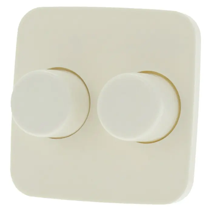 Q-Link Draaidimmer-afdekraam Duo - Crème, Kunststof, Inbouw - Diagonaal zicht