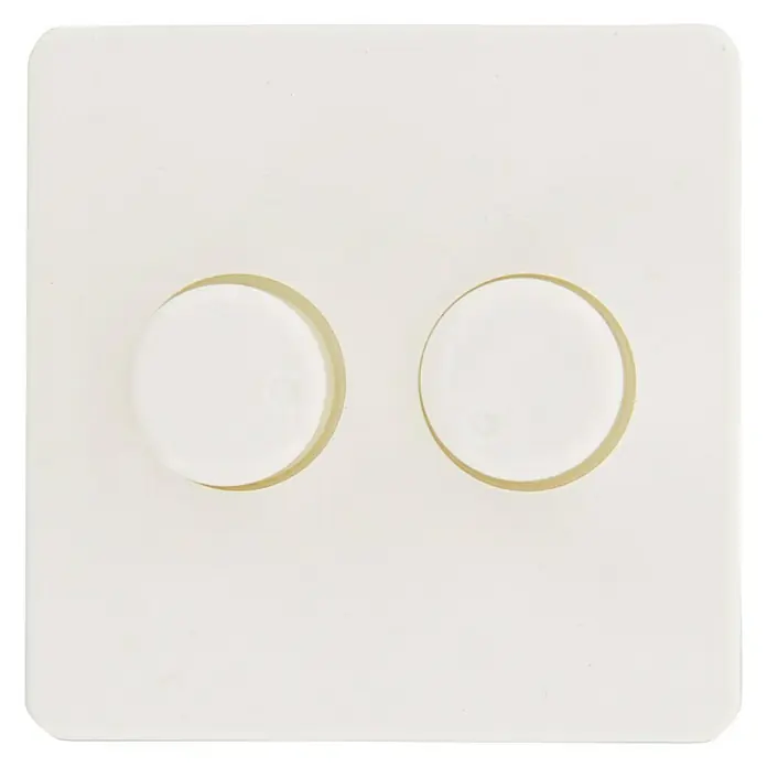 Q-Link Draaidimmer-afdekraam Duo - Polarwit, Kunststof, Inbouw - Vooraanzicht