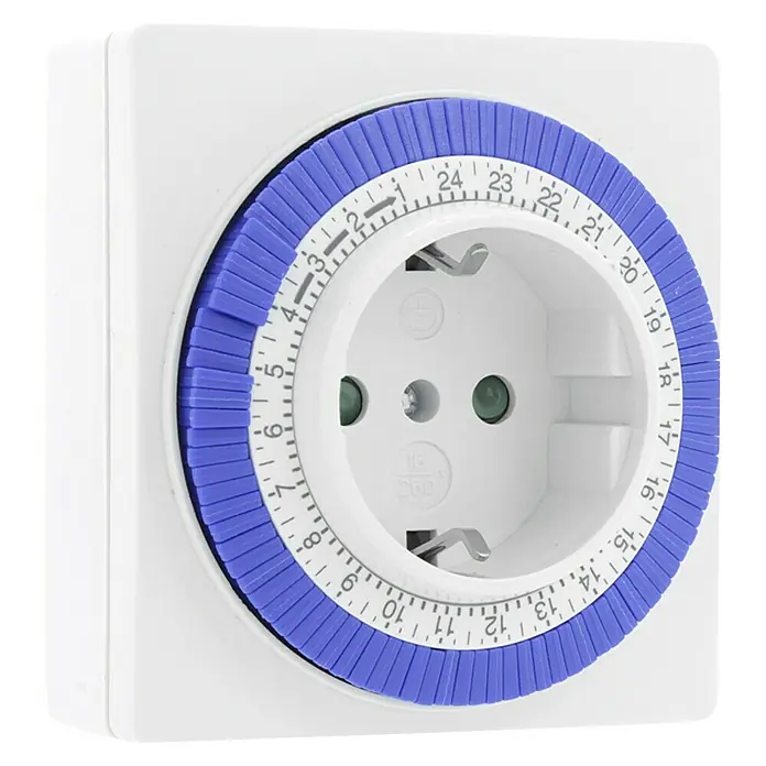 Q-Link Dagelijkse tijdschakelaar - Schakeltijden: 96 per dag, Wit/blauw - Diagonaal zicht