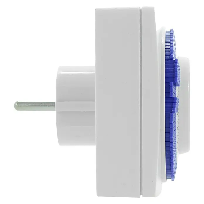 Q-Link Dagelijkse tijdschakelaar - Schakeltijden: 96 per dag, Wit/blauw - Zijaanzicht rechts