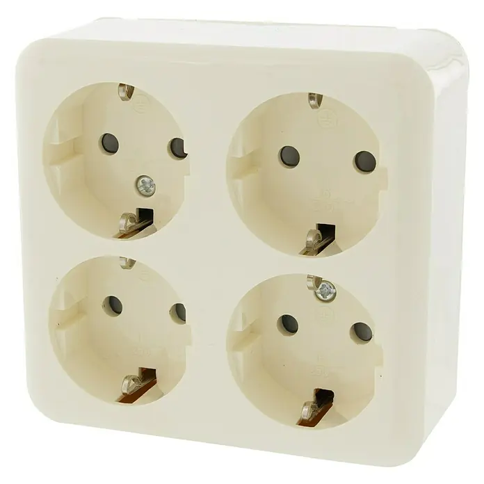 Q-Link Stopcontact - Crème, 16 A, Opbouw - Diagonaal zicht