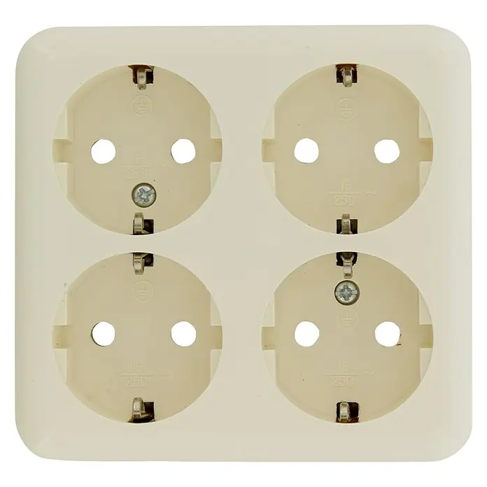 Q-Link Stopcontact - Crème, 16 A, Opbouw - Vooraanzicht