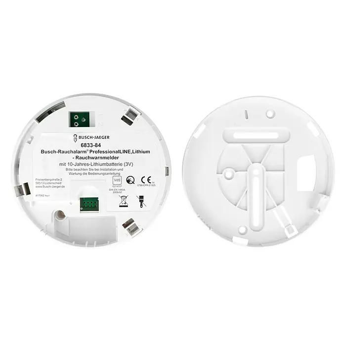 Busch-Jaeger Rauchwarnmelder - 12 cm, Batterielaufzeit: 10 Jahre, 85 dB - Rückansicht