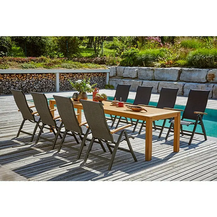 Sunfun Laura Gartentisch - L x B x H: 300 x 100 x 76 cm, Helles Teakholz - Stimmungsaufnahme
