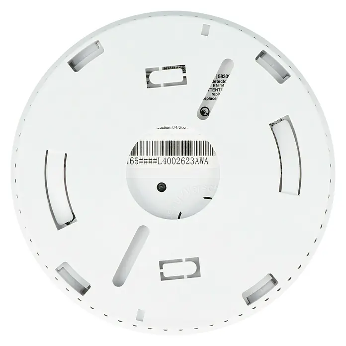 Abus Funkrauchwarnmelder RWM 165 - Durchmesser: 10 cm, Batterielaufzeit: Bis 10 Jahre, Alarmsignal: 85 dB - Rückansicht