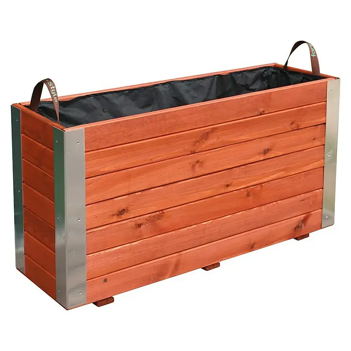Forest-Style Macetero para plantas Bambou - Dimensiones externas (L x An x Al): 80 x 30 x 43,5 cm, Madera, Teca - Vista angular