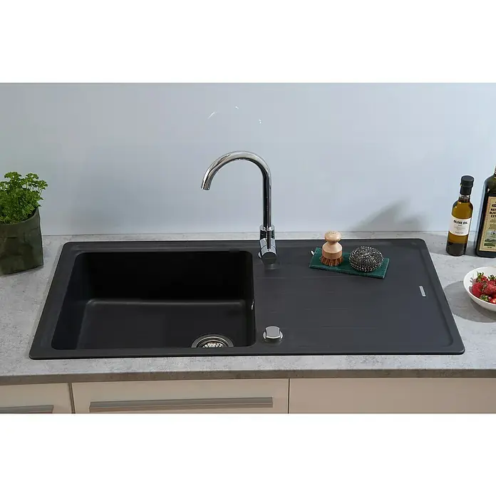 Respekta by Schock Einbauspüle Columbia - 100 x 50 cm, 1 Becken, Cristalite®, Schwarz - Stimmungsaufnahme