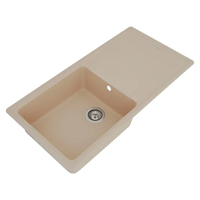 Respekta by Schock Einbauspüle Columbia - 100 x 50 cm, 1 Becken, Cristalite®, Beige - Diagonale Ansicht