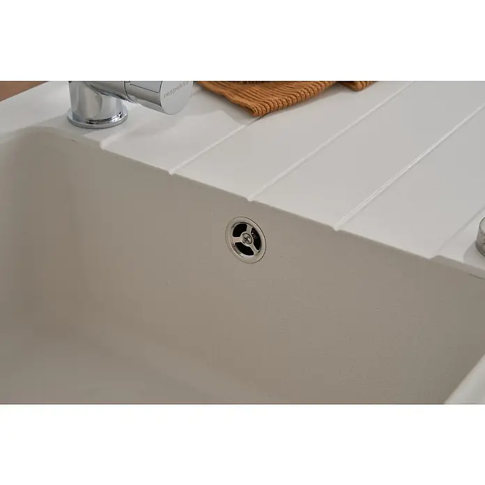 Respekta by Schock Einbauspüle Columbia - 100 x 50 cm, 1 Becken, Cristalite®, Weiß - Detailaufnahme