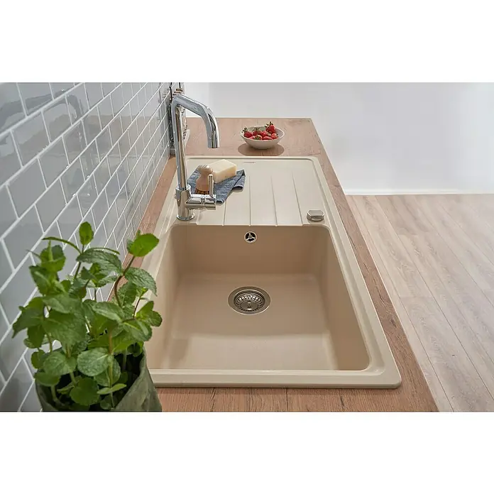 Respekta by Schock Einbauspüle Columbia - 100 x 50 cm, 1 Becken, Cristalite®, Beige - Stimmungsaufnahme