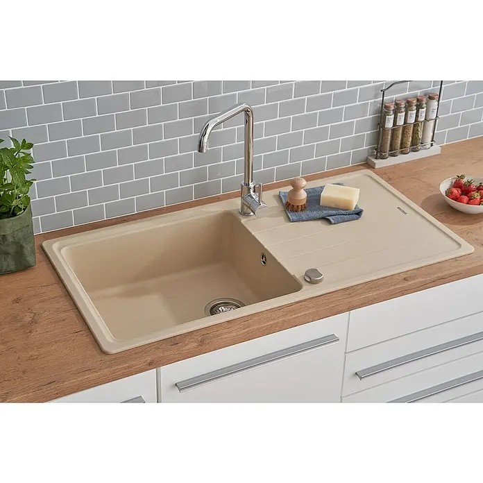Respekta by Schock Einbauspüle Columbia - 100 x 50 cm, 1 Becken, Cristalite®, Beige - Stimmungsaufnahme