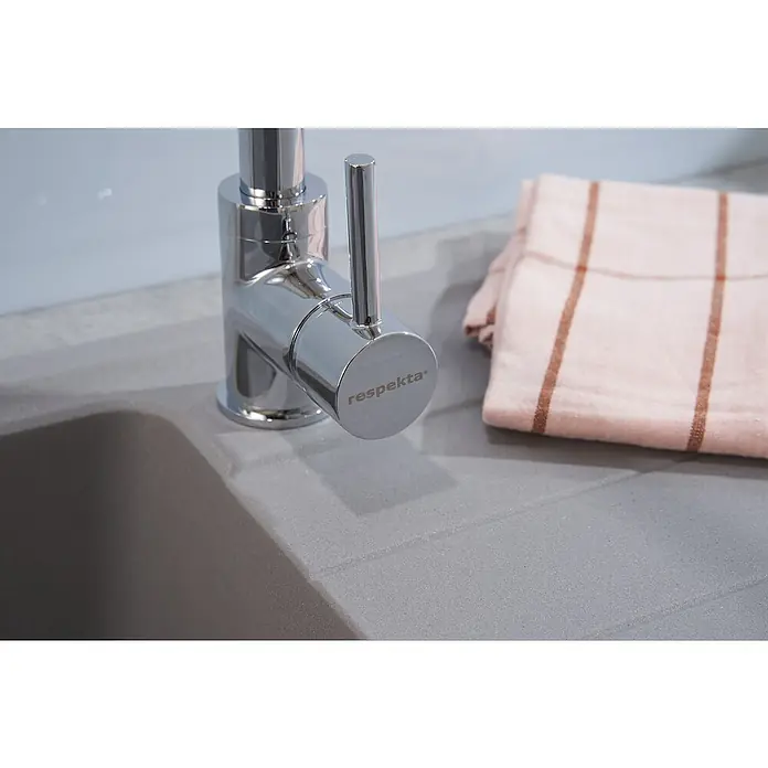 Respekta by Schock Einbauspüle Columbia - 100 x 50 cm, 1 Becken, Cristalite®, Grau - Detailaufnahme