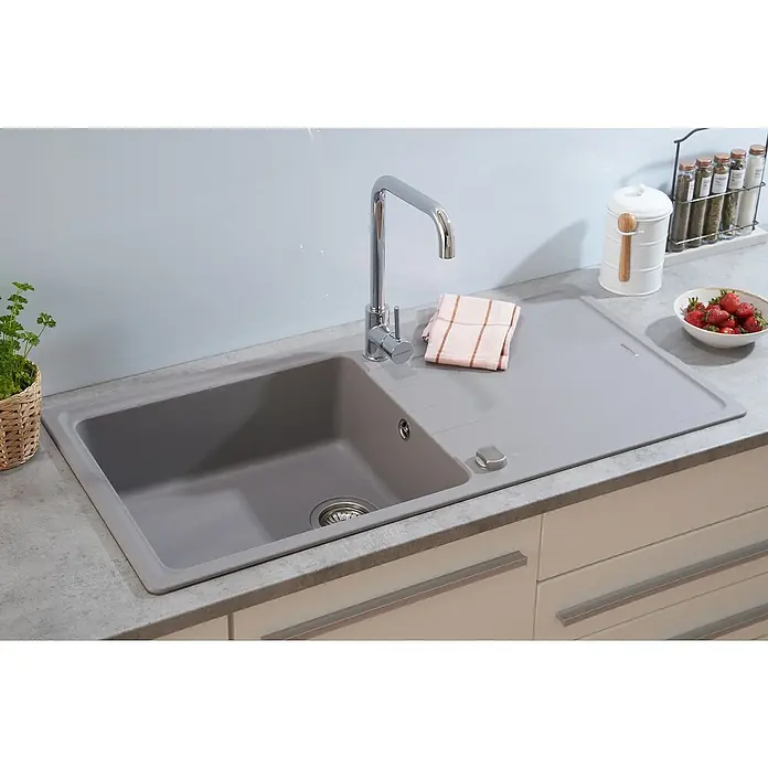 Respekta by Schock Einbauspüle Columbia - 100 x 50 cm, 1 Becken, Cristalite®, Grau - Stimmungsaufnahme