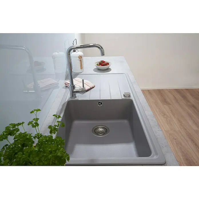 Respekta by Schock Einbauspüle Columbia - 100 x 50 cm, 1 Becken, Cristalite®, Grau - Stimmungsaufnahme