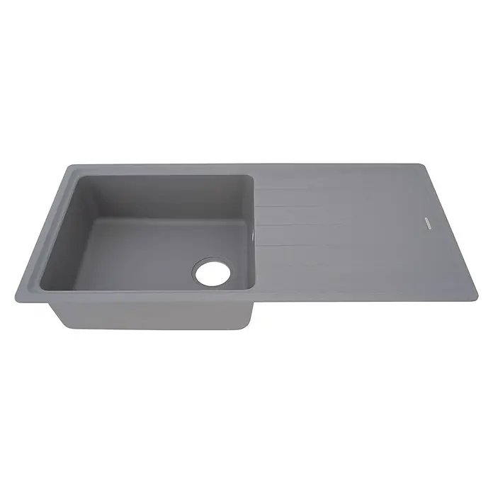 Respekta by Schock Einbauspüle Columbia - 100 x 50 cm, 1 Becken, Cristalite®, Grau - Diagonale Ansicht