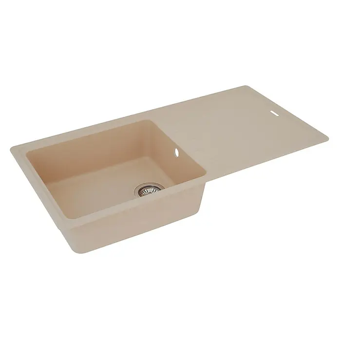 Respekta by Schock Einbauspüle Columbia - 100 x 50 cm, 1 Becken, Cristalite®, Beige - Diagonale Ansicht