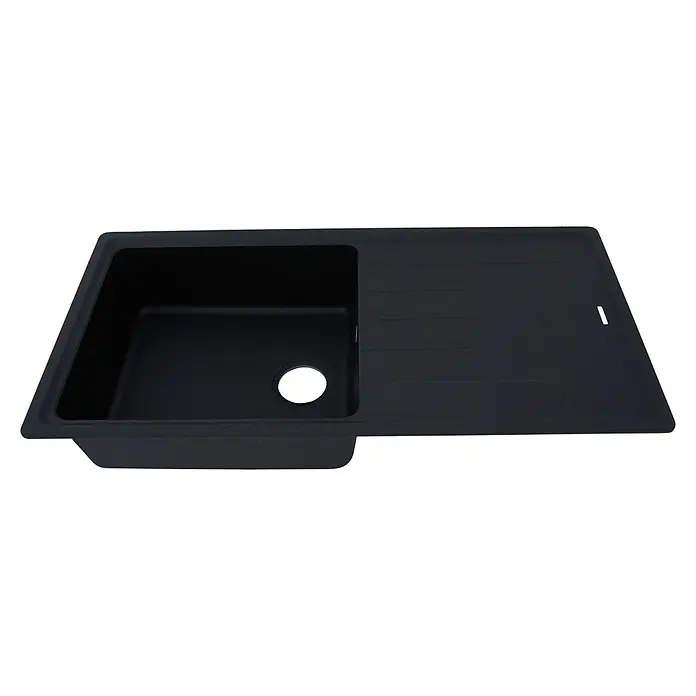Respekta by Schock Einbauspüle Columbia - 100 x 50 cm, 1 Becken, Cristalite®, Schwarz - Diagonale Ansicht