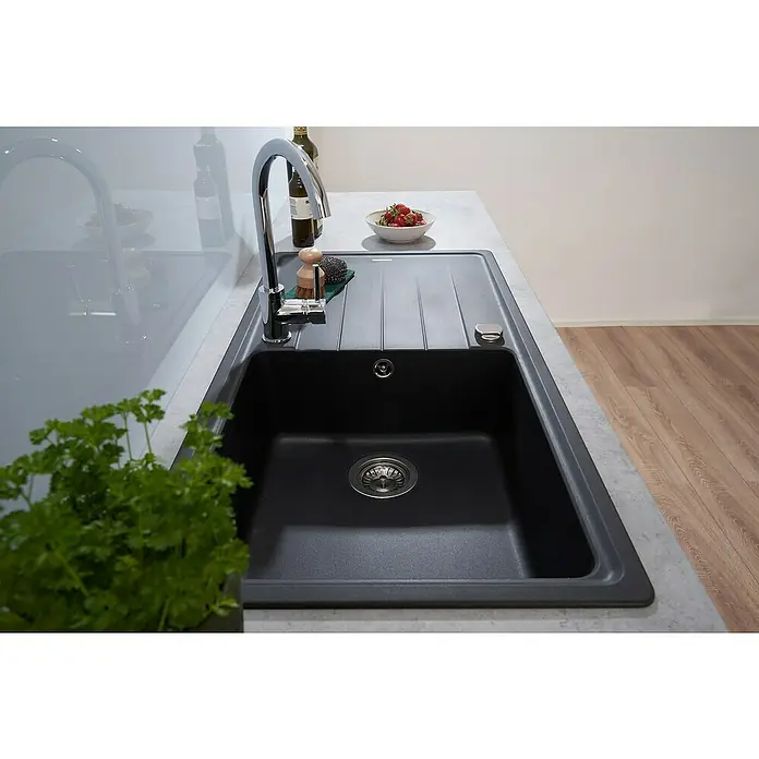 Respekta by Schock Einbauspüle Columbia - 100 x 50 cm, 1 Becken, Cristalite®, Schwarz - Stimmungsaufnahme