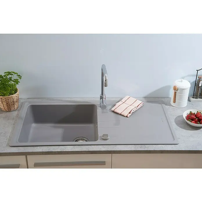 Respekta by Schock Einbauspüle Columbia - 100 x 50 cm, 1 Becken, Cristalite®, Grau - Stimmungsaufnahme