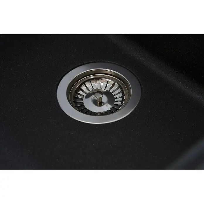 Respekta by Schock Einbauspüle Columbia - 100 x 50 cm, 1 Becken, Cristalite®, Schwarz - Detailaufnahme
