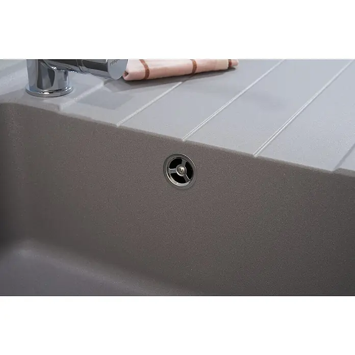 Respekta by Schock Einbauspüle Columbia - 100 x 50 cm, 1 Becken, Cristalite®, Grau - Detailaufnahme
