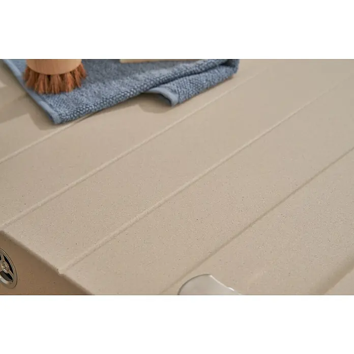 Respekta by Schock Einbauspüle Columbia - 100 x 50 cm, 1 Becken, Cristalite®, Beige - Detailaufnahme