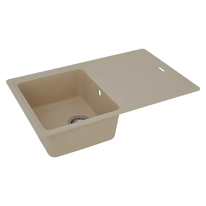 Respekta by Schock Einbauspüle Columbia - 78 x 50 cm, 1 Becken, Cristalite®, Beige - Diagonale Ansicht