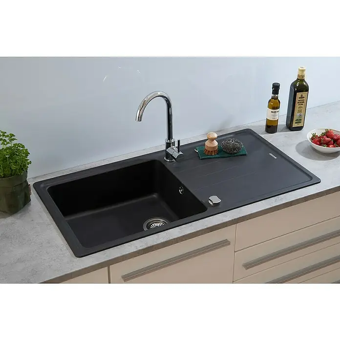 Respekta by Schock Einbauspüle Columbia - 100 x 50 cm, 1 Becken, Cristalite®, Schwarz - Stimmungsaufnahme