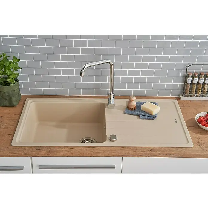 Respekta by Schock Einbauspüle Columbia - 100 x 50 cm, 1 Becken, Cristalite®, Beige - Stimmungsaufnahme