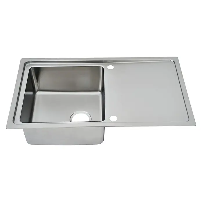 Respekta Einbauspüle Chicago - 86 x 50 cm, 1 Becken, Edelstahl - Diagonale Ansicht