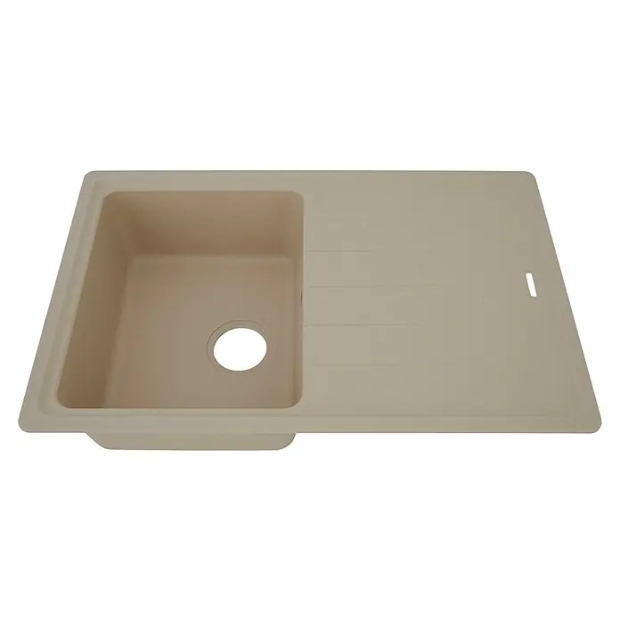 Respekta by Schock Einbauspüle Columbia - 78 x 50 cm, 1 Becken, Cristalite®, Beige - Diagonale Ansicht
