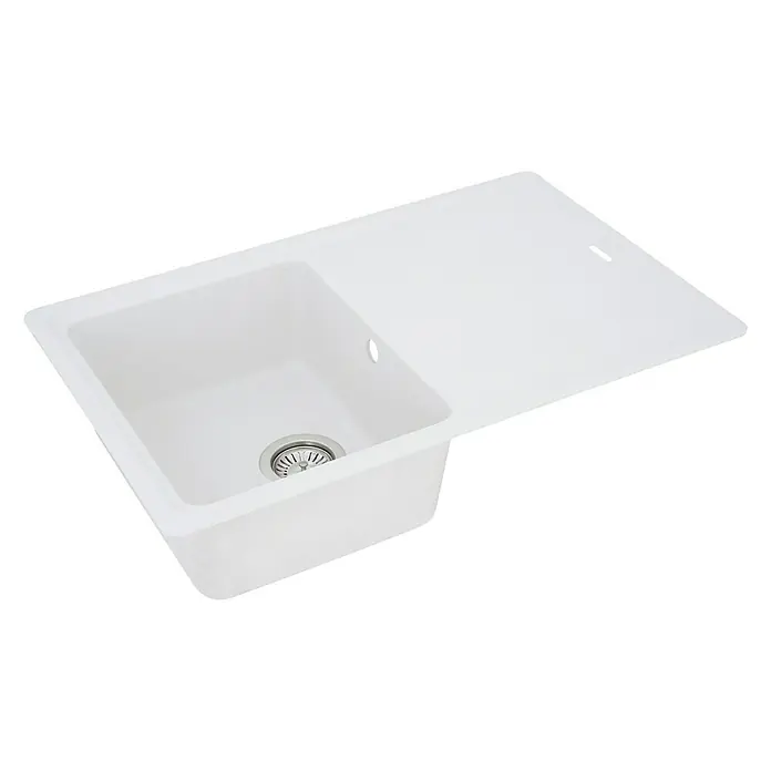 Respekta by Schock Einbauspüle Columbia - 78 x 50 cm, 1 Becken, Cristalite®, Weiß - Diagonale Ansicht